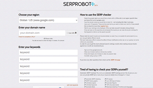 4 serprobot verificador de rango gratis