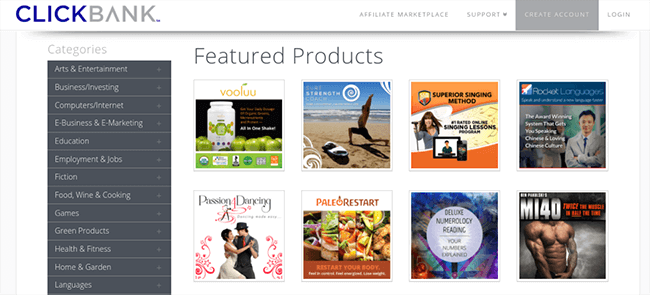 Plataforma de marketing de afiliados de ClickBank