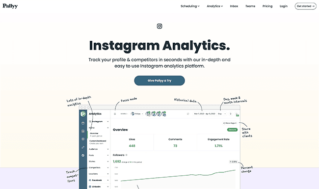 Página de inicio de Pallyy Instagram Analytics